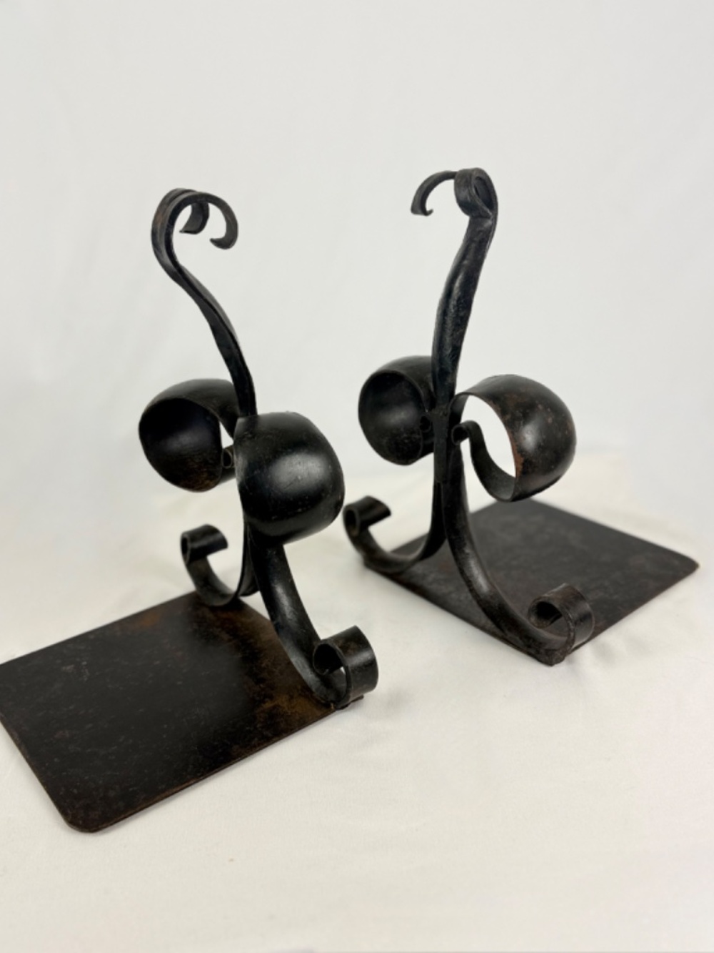 Antique Fleur De Lis Bookends for Large Volumes French Hand Forged Iron